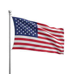 Waving American Flag on a Pole