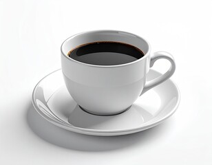 Obraz premium Coffee cup Black coffee in a simple white cup, saucer