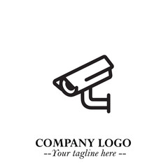 Black and White CCTV Logo Illustration in Minimalist Modern Vector Design for Security and Surveillance