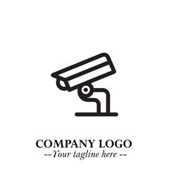 Black and White CCTV Logo Illustration in Minimalist Modern Vector Design for Security and Surveillance