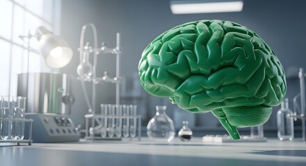 Brainpower Concept Illustration in Research Lab for Mental Health and Innovation