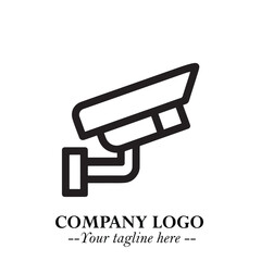 Black and White CCTV Logo Illustration in Minimalist Modern Vector Design for Security and Surveillance