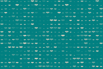 Seamless pattern of flying bat silhouettes in varying shades of light green and beige on a dark teal background, perfect for Halloween designs or spooky themes.
