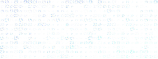 Seamless pattern of cute blue ghost outlines on a white background, perfect for Halloween designs and spooky themes.