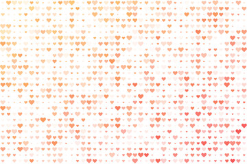 Abstract background with a seamless pattern of small hearts in a warm gradient from orange to red, perfect for romantic themes or Valentine's Day designs.
