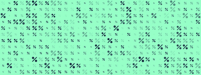 Modern abstract background with repeating percentage signs in a gradient of green and teal colors, ideal for financial and sales themes.