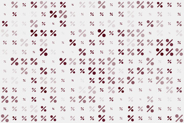 Abstract seamless pattern with percentage symbols in varying shades of red and grey, representing sales, discounts, or financial data.