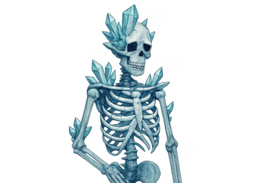 Ice crystal skeleton monster blue undead illustration - Powered by Adobe