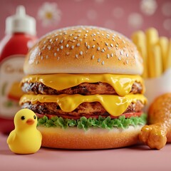 Fresh vegetable beef burger high resolution picture