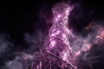 Glowing Pink Tower In Space