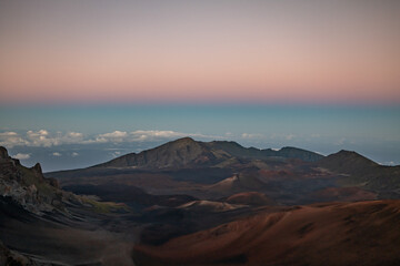 Naklejka premium The Belt of Venus – also called Venus's Girdle, the antitwilight arch, or antitwilight. Sunset at Haleakalā National Park. Maui, Hawaii. Haleakalā / East Maui Volcano, is a shield volcano.