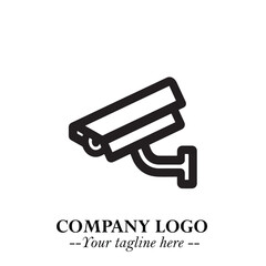 Black and White CCTV Logo Illustration in Minimalist Modern Vector Design for Security and Surveillance