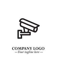 Black and White CCTV Logo Illustration in Minimalist Modern Vector Design for Security and Surveillance