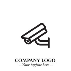 Black and White CCTV Logo Illustration in Minimalist Modern Vector Design for Security and Surveillance