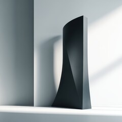 Abstract Black Sculpture - Minimalist Design with Contrasting Shadows and Clean Lines.