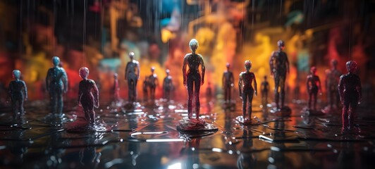 Tiny figures from life undead ,generative AI