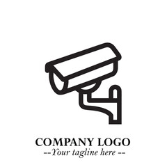 Black and White CCTV Logo Illustration in Minimalist Modern Vector Design for Security and Surveillance