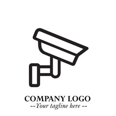Black and White CCTV Logo Illustration in Minimalist Modern Vector Design for Security and Surveillance