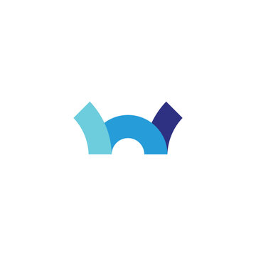 Letter W fold geometric symbol simple logo vector