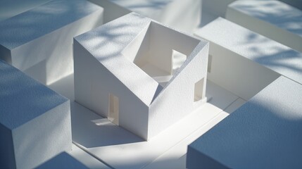 White Architectural Model Displaying House Design