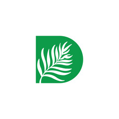 Letter D leaf, geometric symbol simple logo vector