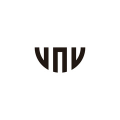 Letter u, n and v semicircle geometric symbol simple logo vector
