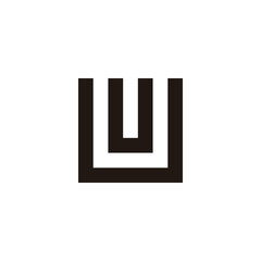 Letter U, double, square geometric symbol simple logo vector