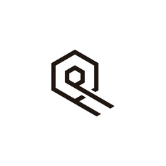 Letter Q line, double geometric symbol simple logo vector