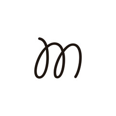Letter m line, rounded geometric symbol simple logo vector