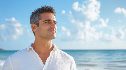 Tranquil seaside reflection for relaxation and peaceful contemplation