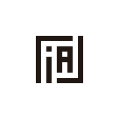 Letter r, i, A and J square geometric symbol simple logo vector