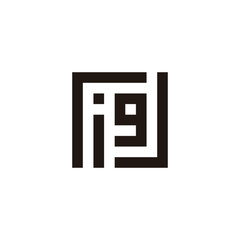 Letter r, i, g and J square geometric symbol simple logo vector