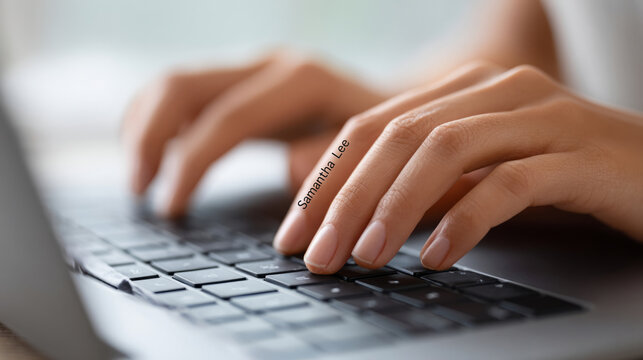 Filling out a resume template on laptop for job application and career advancement