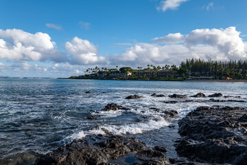 Napili Bay, West Maui, Hawaii. Lava flows, Honolua Volcanics ( Pleistocene ), West Maui Volcano.
