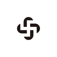 Obraz premium Letters r, rounded geometric symbol simple logo vector