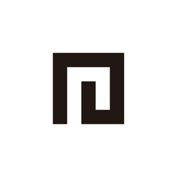 Letter r or n square geometric symbol simple logo vector