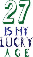 Lucky number 27 celebration graphic with bold typography
