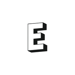 Letter E 3d geometric symbol simple logo vector