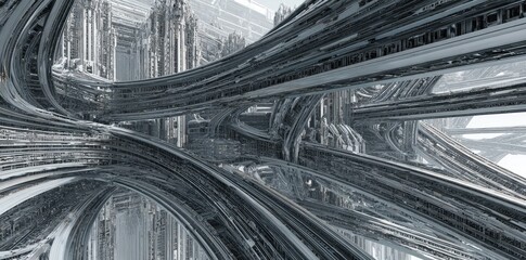 Abstract Gray Cityscape Tunnel Structure Design