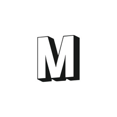 Letter M 3d geometric symbol simple logo vector