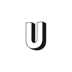 Letter U 3d geometric symbol simple logo vector