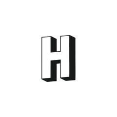 Letter H 3d geometric symbol simple logo vector