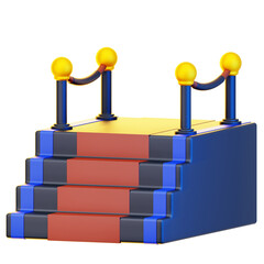 Red Carpet Platform with Golden Railings on Transparent Background Event Stage Celebration Ceremony Award Podium Presentation Isolated