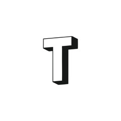 Letter T 3d geometric symbol simple logo vector