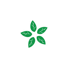 Five leaves,  geometric symbol simple logo vector