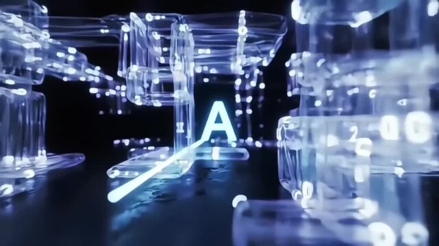 Innovative business strategy planning with a futuristic holographic user interface projecting data over a meeting table