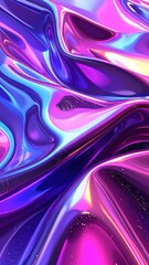 Iridescent Liquid Abstract Background with Vibrant Purple and Blue Swirls.