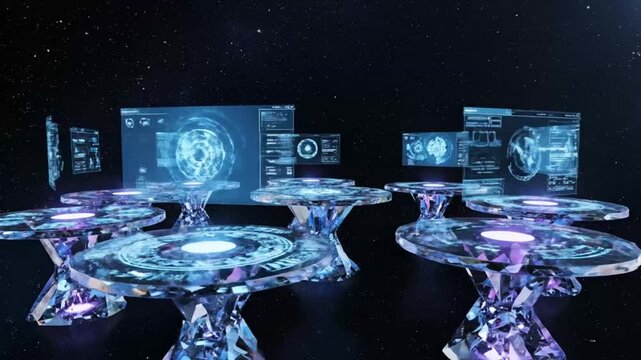 Futuristic Command Center with Advanced Holographic Interface Technology.