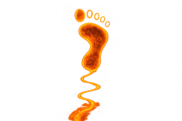 Footprint shape forming hot lava trail