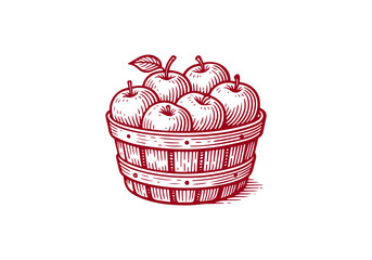 Apple hand drawn simple engraved vector illustration